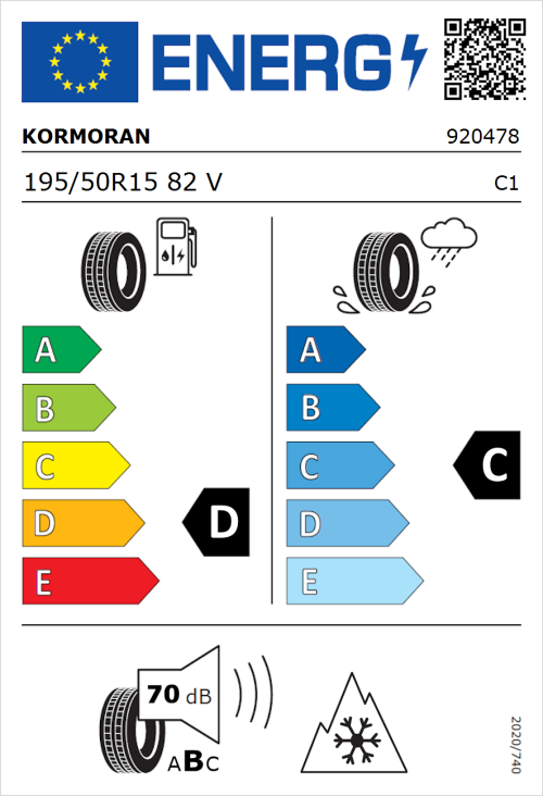 Tyre Label for Kormoran All Season 195/50R15 82V