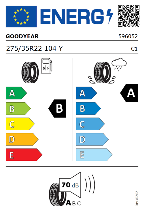 Tyre Label for Goodyear Eagle F1 Asymmetric 6 275/35R22 104Y